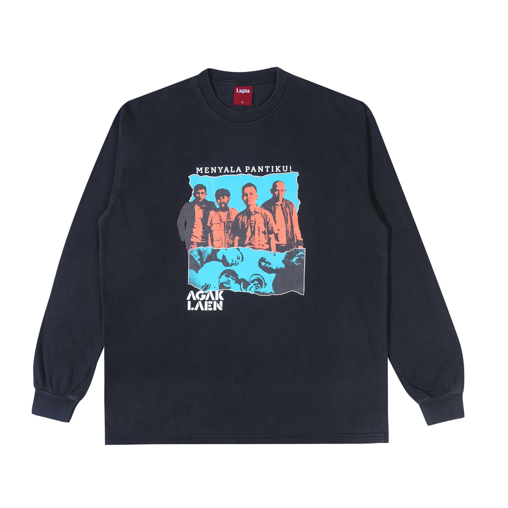 Lagaa - Agak Laen 2 Bleached Longsleeve - T-shirt - Black