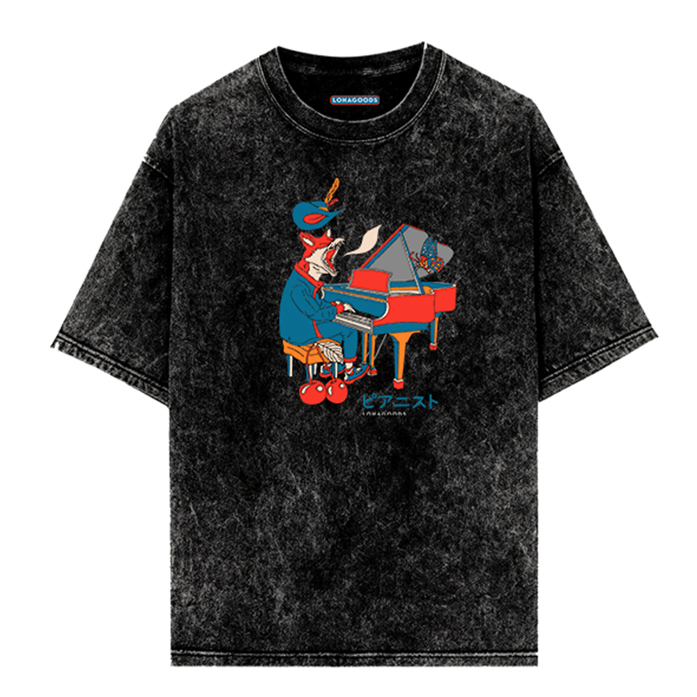 Lohagoods - Stone Washed - Fox the Pianist - T-Shirt