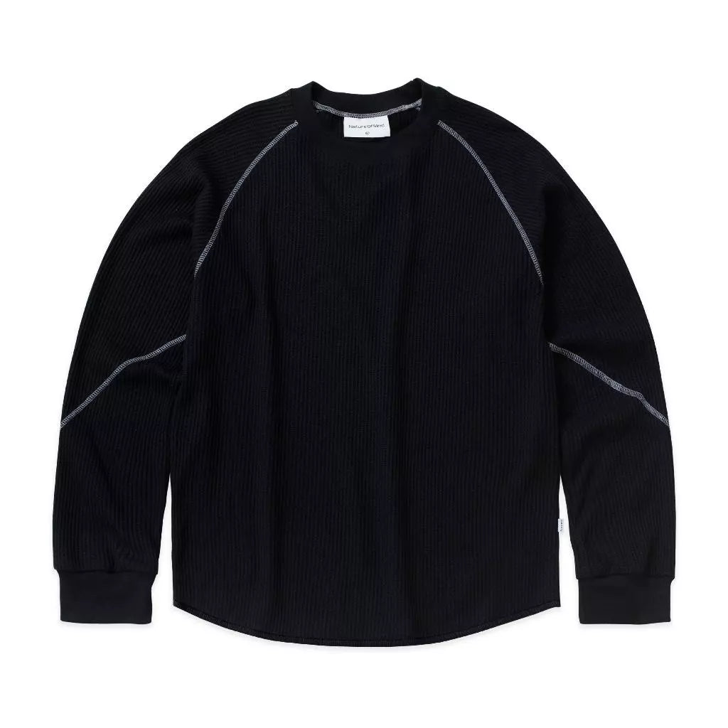 NOM - Raglan Waffle Crewneck Black
