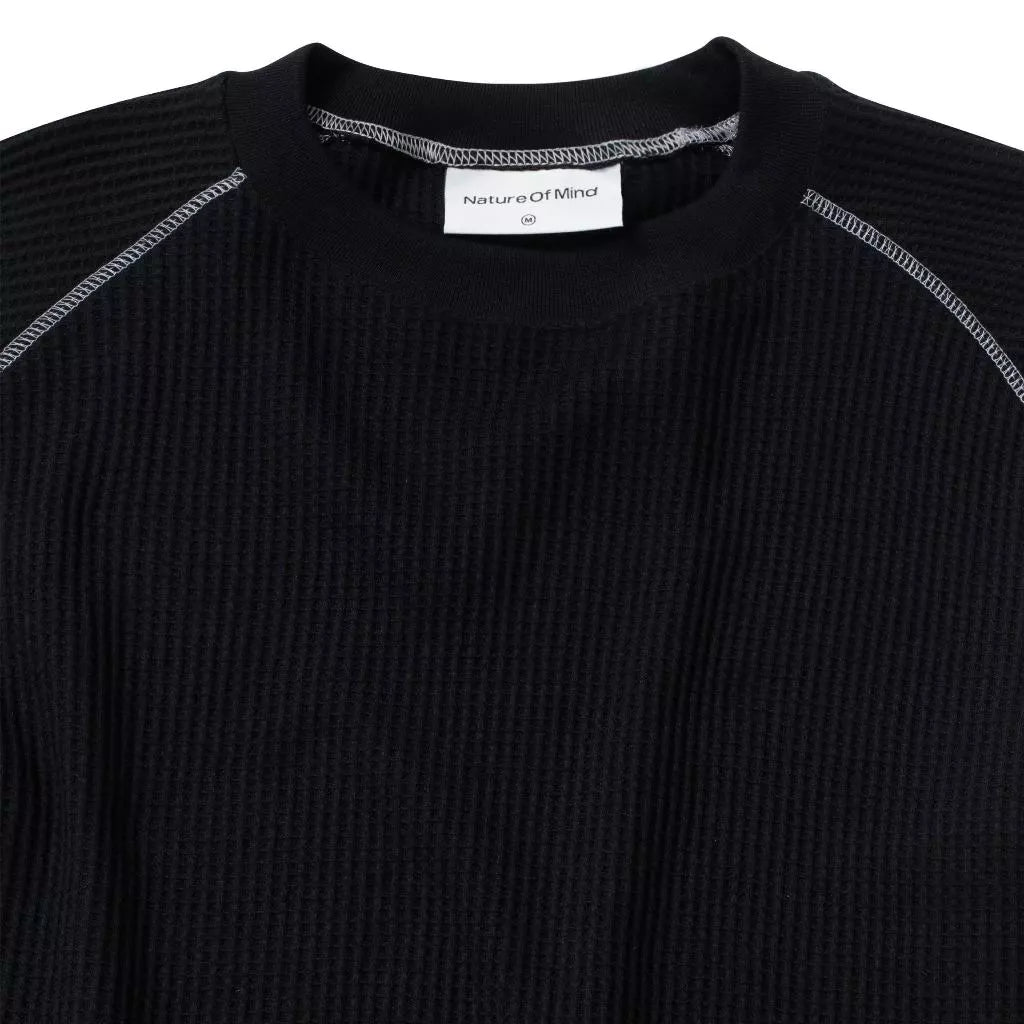 NOM - Raglan Waffle Crewneck Black