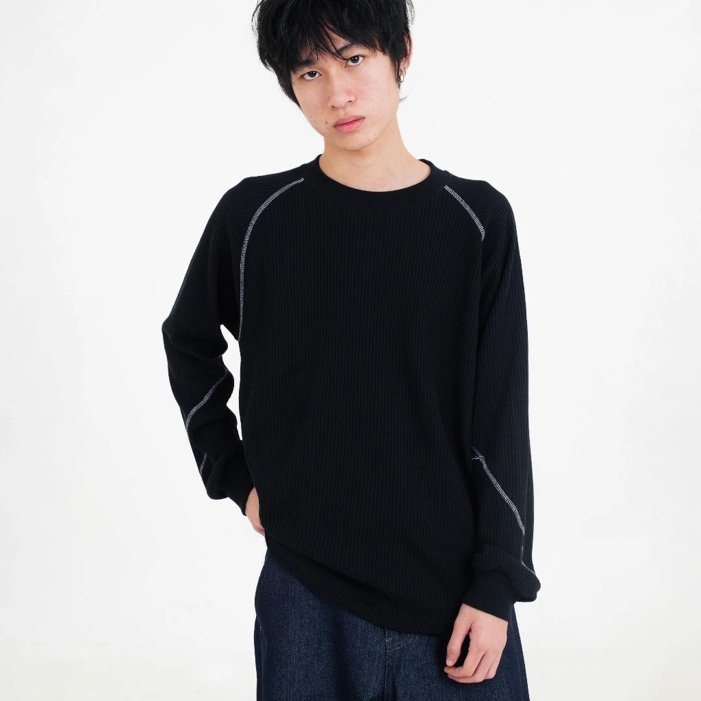 NOM - Raglan Waffle Crewneck Black
