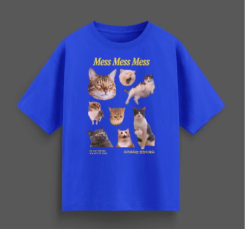 Mess Mess Mess - Cat Holic - Tshirt - Blue